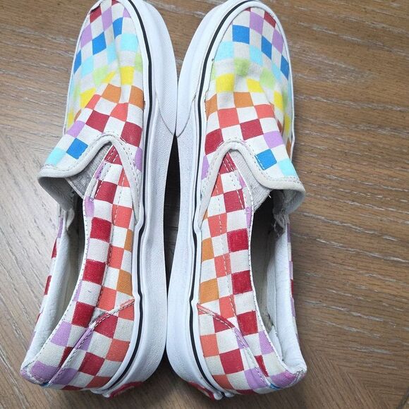 Vans Checkerboard Raunbow Slip On Sneakers, Unisex 7W/5.5M - Picture 7 of 10